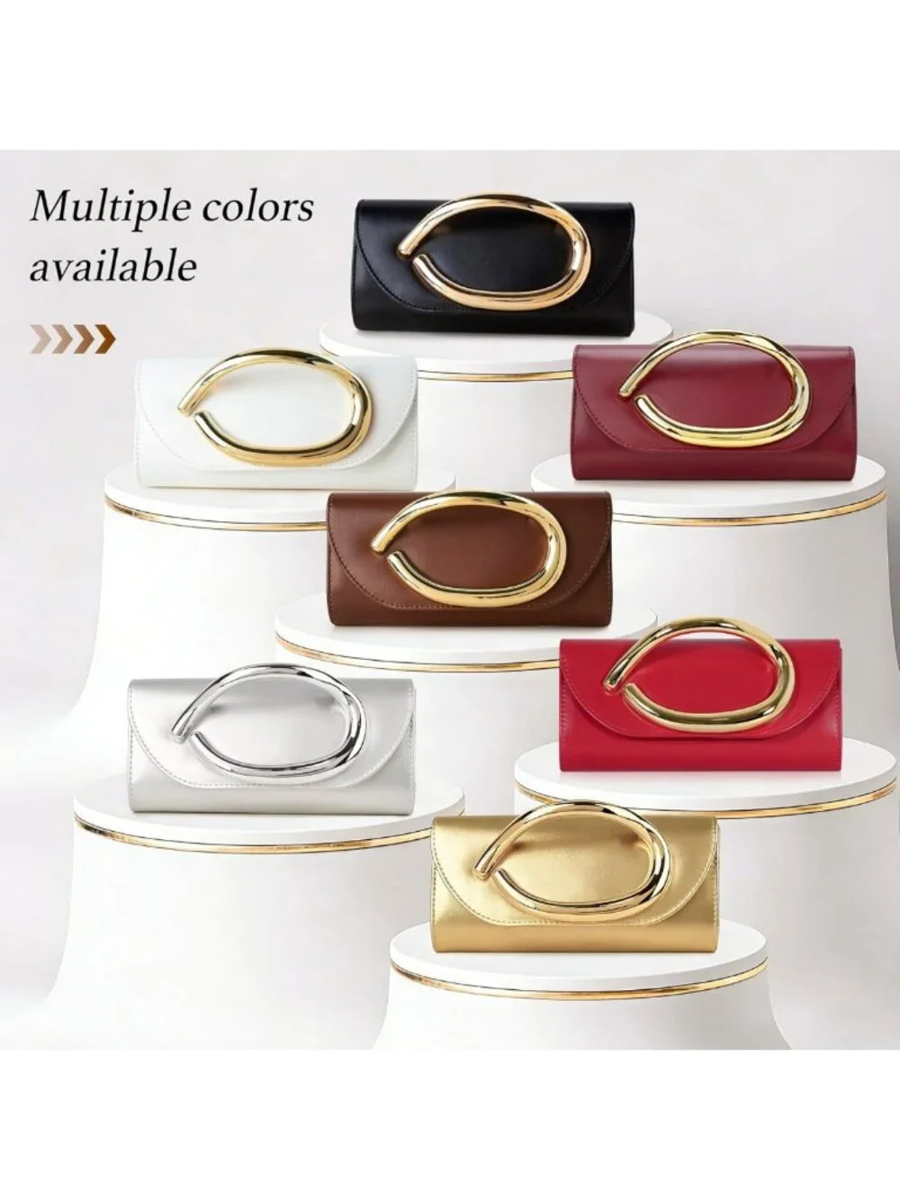 Chic Evening Clutch Purse with Metal Handle & Chain Strap - Perfect for Events